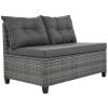 8-pieces Outdoor Wicker Round Sofa Set, Half-Moon Sectional Sets All Weather, Curved Sofa Set With Rectangular Coffee Table, PE Rattan Water-resistant