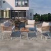 K&K 4-Piece Boho Rope Patio Furniture Set, Outdoor Furniture with Acacia Wood Table