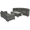 8-pieces Outdoor Wicker Round Sofa Set, Half-Moon Sectional Sets All Weather, Curved Sofa Set With Rectangular Coffee Table, PE Rattan Water-resistant