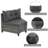 8-pieces Outdoor Wicker Round Sofa Set, Half-Moon Sectional Sets All Weather, Curved Sofa Set With Rectangular Coffee Table, PE Rattan Water-resistant